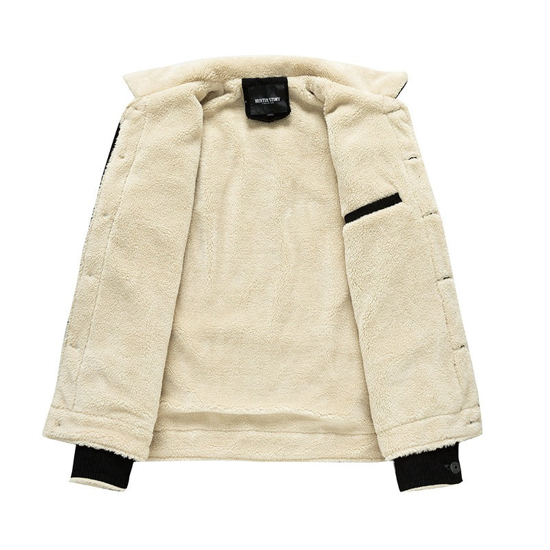 New Men's Corduroy Plush Jacket Fashion Casual Coat Fashion Men's Wear