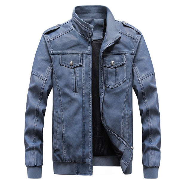 New Autumn and Winter Men's Leather Jacket Motorcycle Baseball Jacket Plus Size