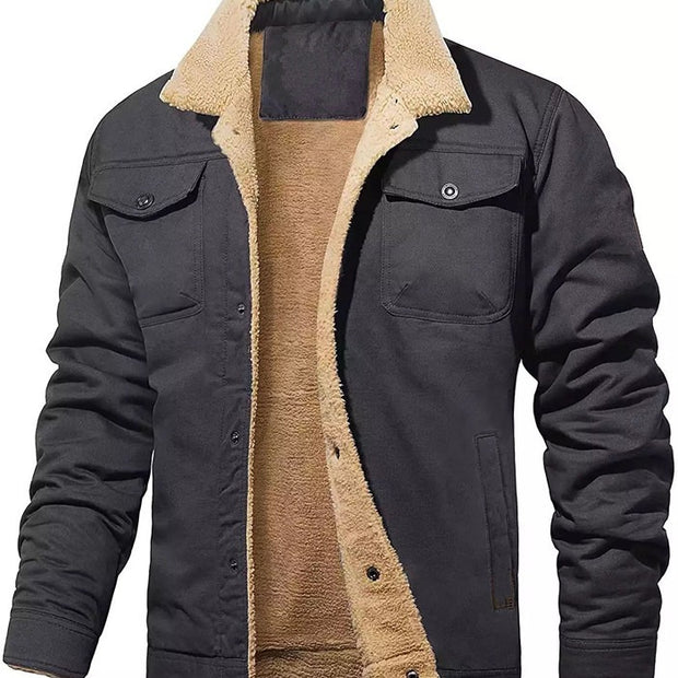 New men's plush cotton workwear casual jacket for spring and autumn seasons, men's jacket
