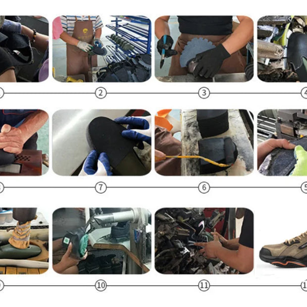 Anti-smashing Anti-puncture Work Safety Shoes Men Genuine Leather Non-slip Wear-resistant Breathable Military Tactical Boots
