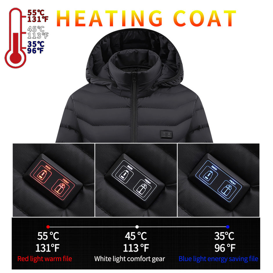 Women's Heating Cotton-padded Coat Dual-control Switch USB Charging