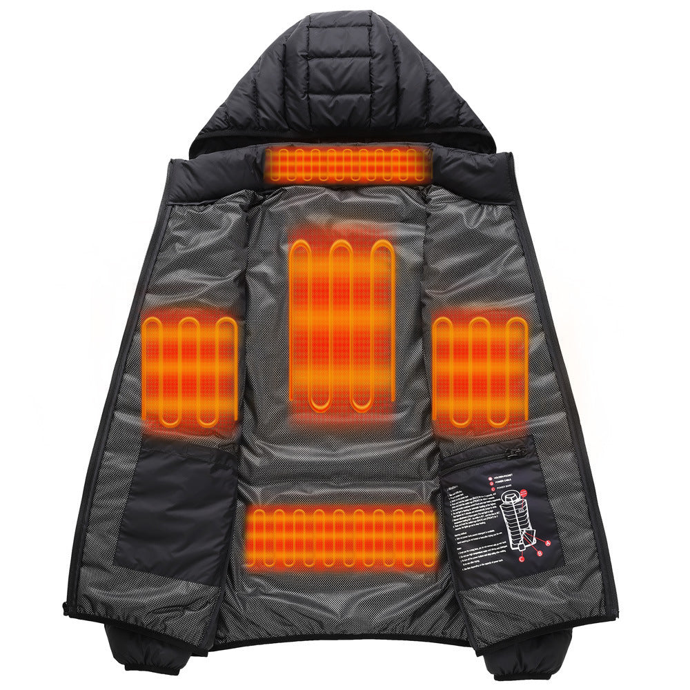 Women's Heating Cotton-padded Coat Dual-control Switch USB Charging